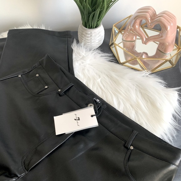 7 FOR ALL MANKIND Trouser Pleather Pant - Picture 2 of 9